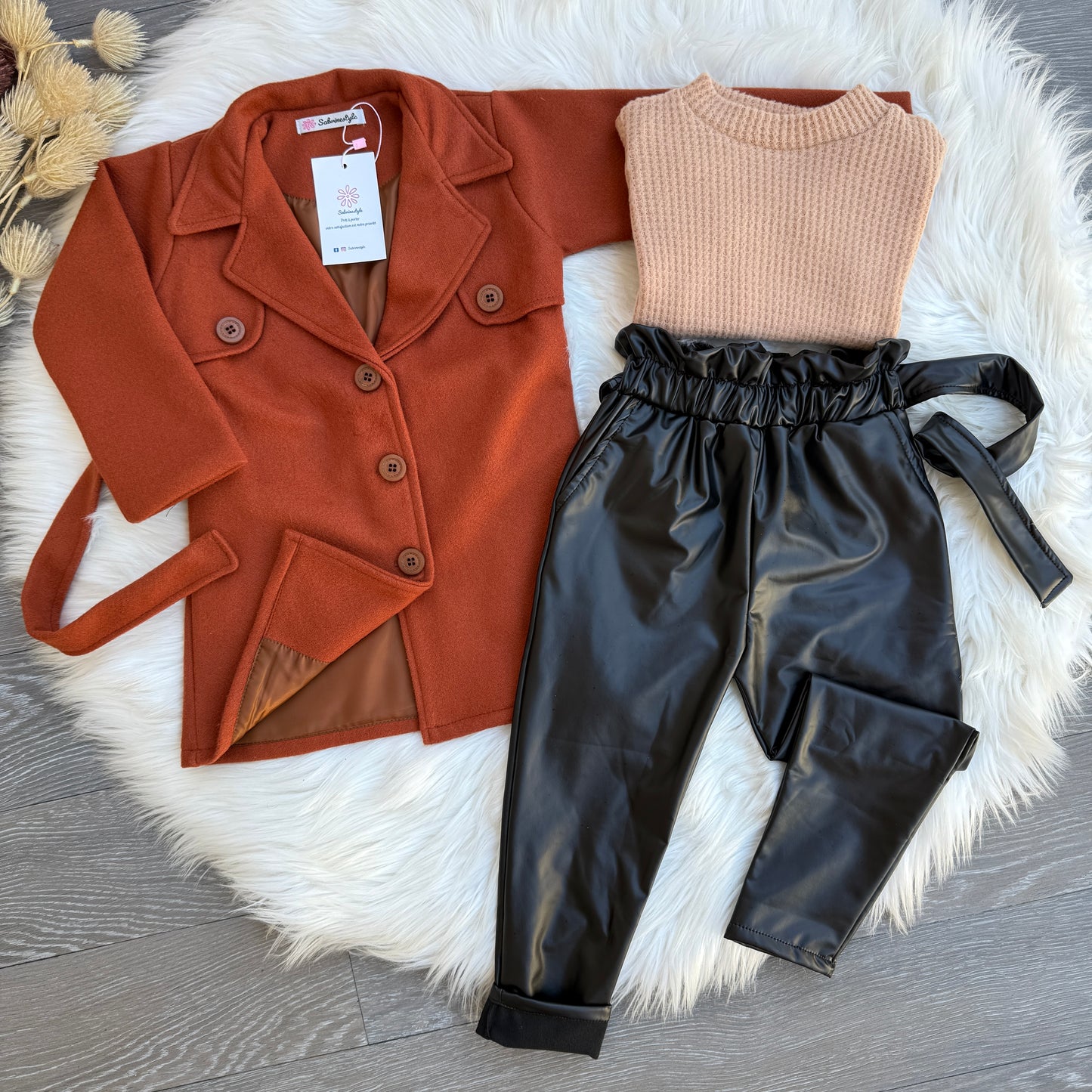 Ensemble manteau, pantalon & pull