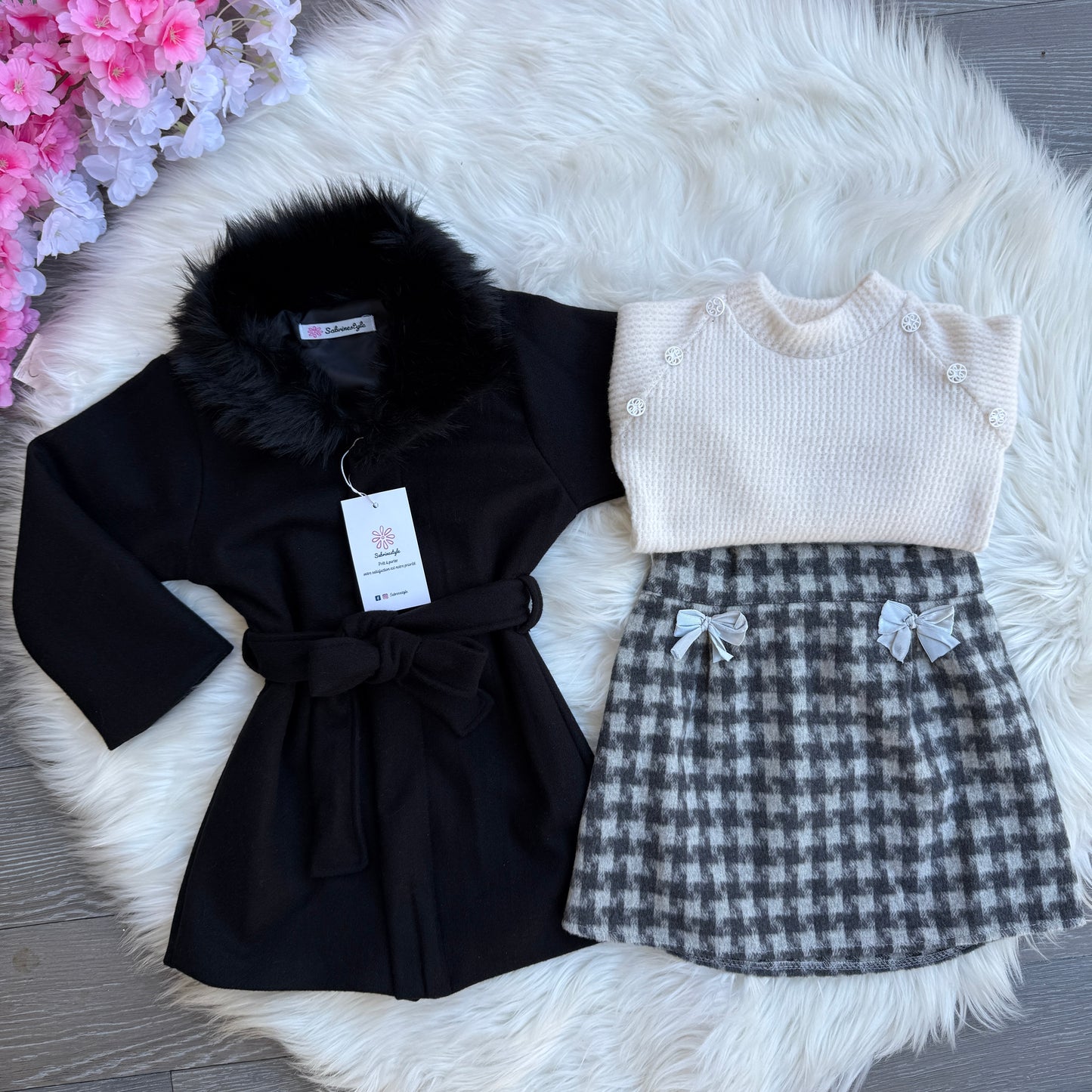 Ensemble 3 pc jupe noir/ gris