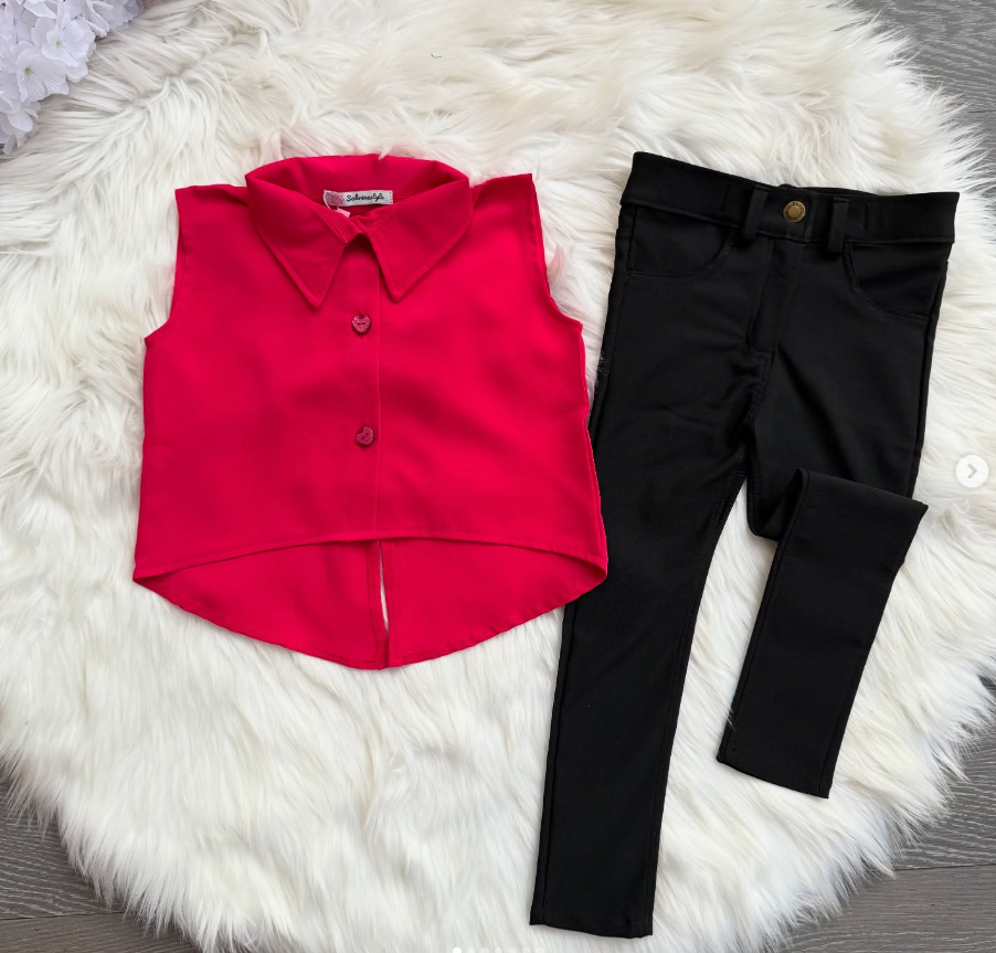 Ensemble pantalon noir avec chemise (REF 1180)