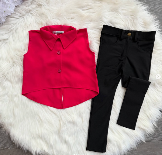 Ensemble pantalon noir avec chemise (REF 1180)